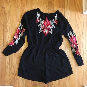 Boohoo Black Floral Romper - 12